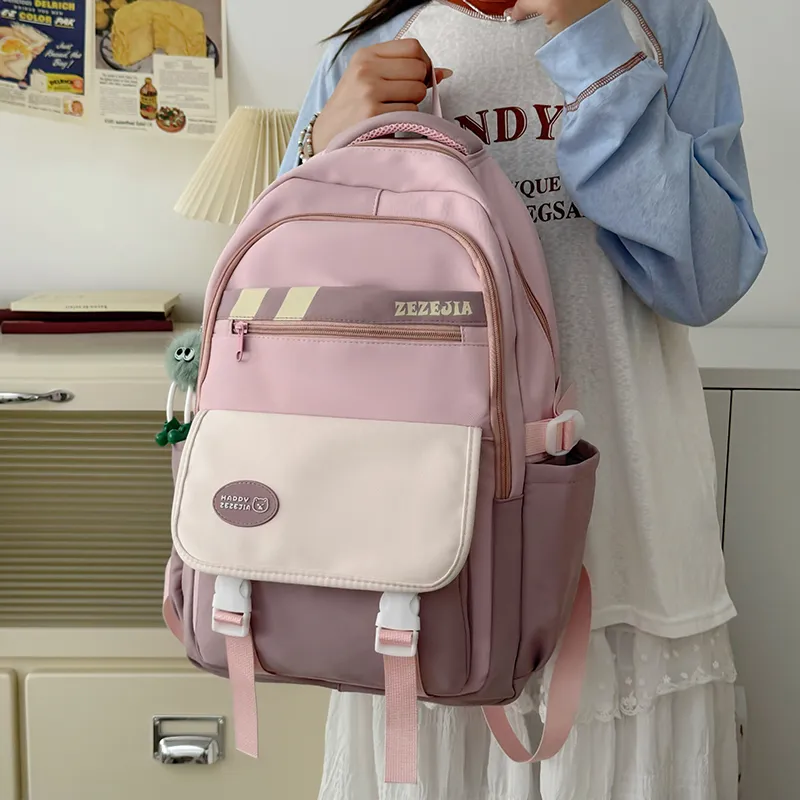 CORE BIRD Nylon Backpack Regular Women's Pink/Blue/Brown/Gray-5
