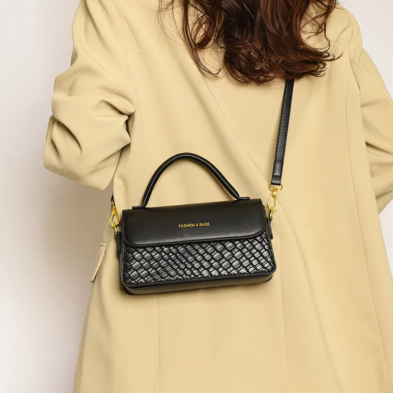 CORE BIRD PU One Shoulder Handbag Regular Women's Black/Ecru/Coffee-6