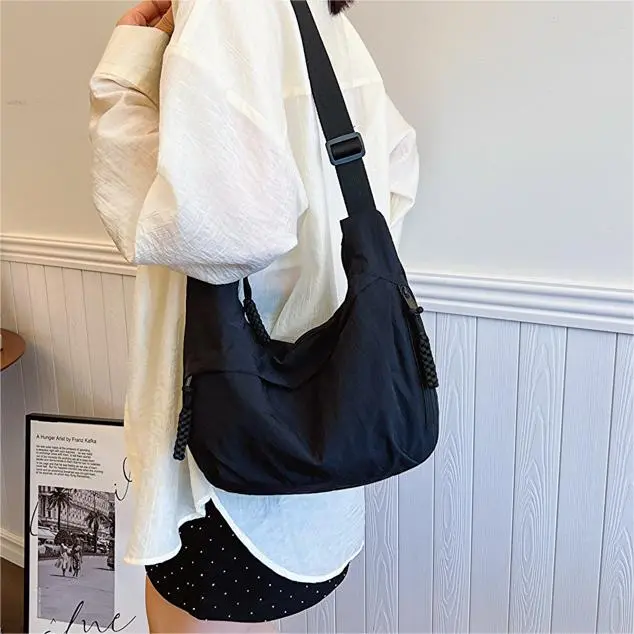 CORE BIRD Canvas Crossbody Bag Shoulder Bag Women's Black/Ecru-7