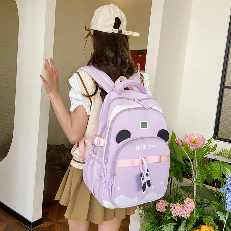CORE BIRD Nylon Backpack Women's Pink/Ecru/Purple/Yellow/Black-7