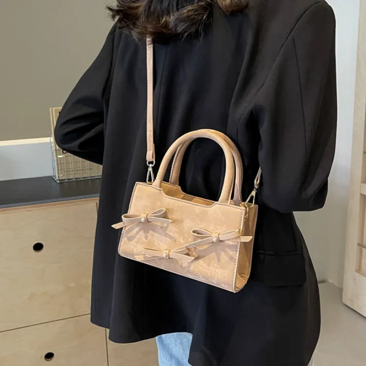 CORE BIRD PU Shoulder Bag, Crossbody Bag, Handbag Regular Women's Black/Ecru/Khaki/Pink-11