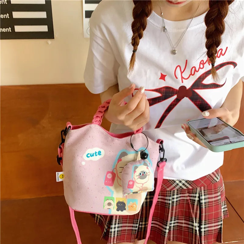 CORE BIRD Canvas One Shoulder Handbag Women's Multicolor-3