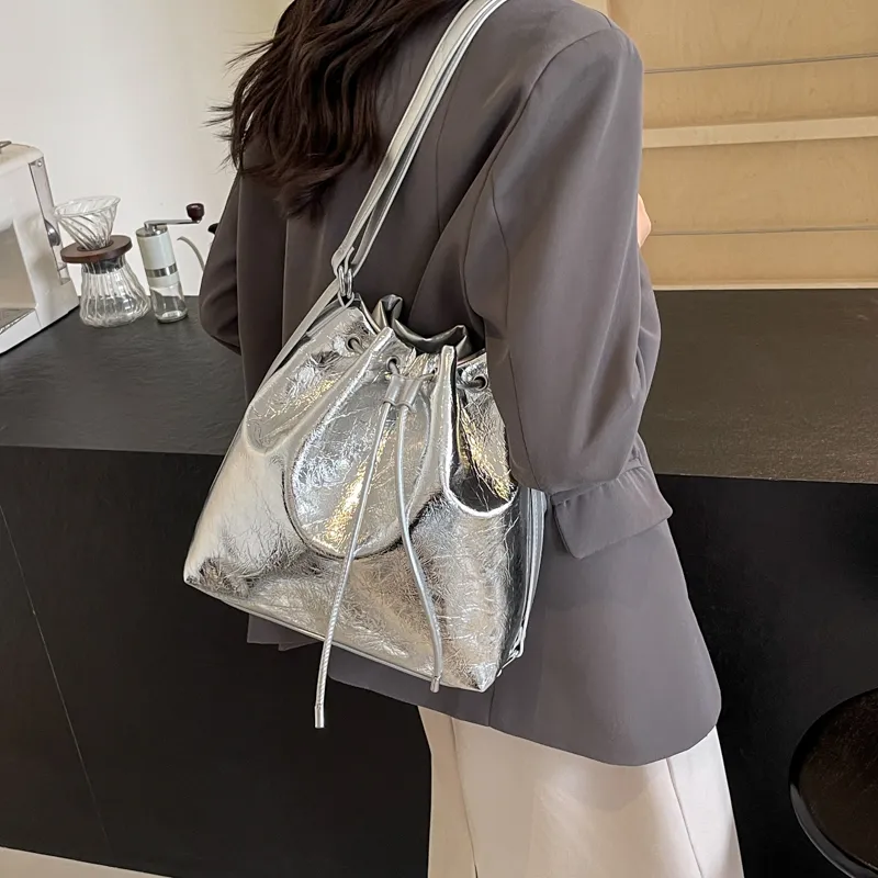 CORE BIRD PU Backpack Shoulder Bag Women's Black/Silver-3