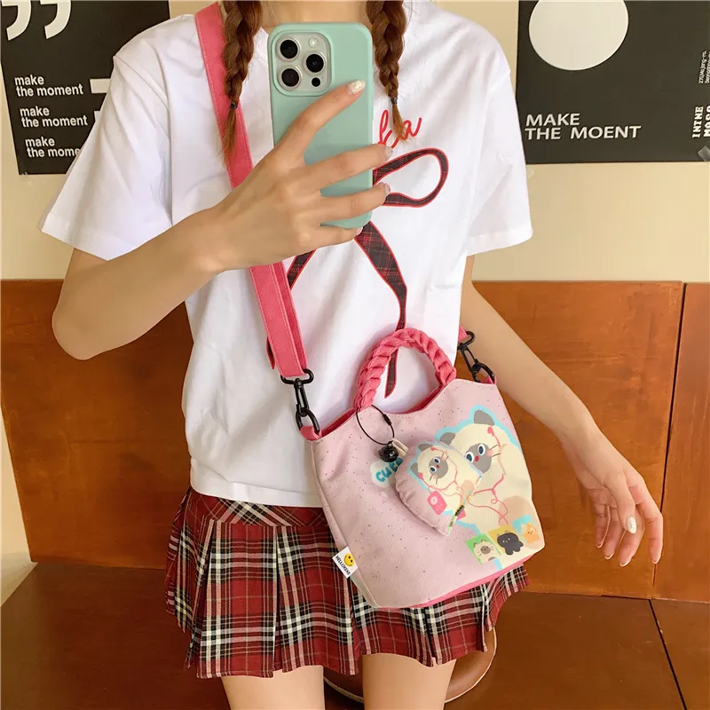 CORE BIRD Canvas One Shoulder Handbag Women's Multicolor-4