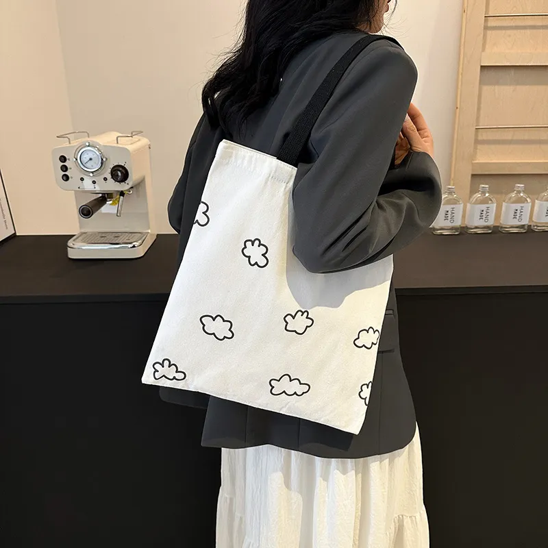 CORE BIRD Canvas Canvas Bag Shoulder Bags Unisex Polka Dot Style/Cloud Style-3