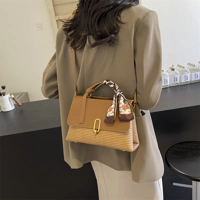 CORE BIRD PU Shoulder Bag, Crossbody Bag, Handbag Women's Ecru/Black/Khaki-12