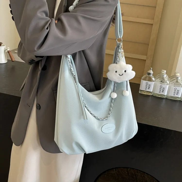 CORE BIRD PU Tote Bag, Shopping Bag, Shoulder Bag Women's Black/Ecru/Blue/Pink-10