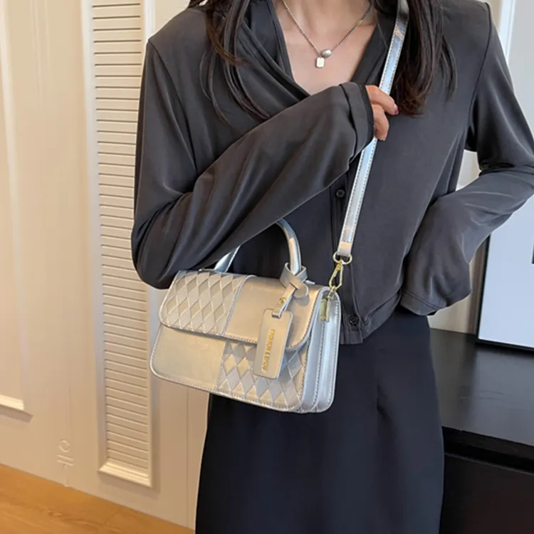 CORE BIRD PU Crossbody Bag Women's Silver/Brown/Black-3