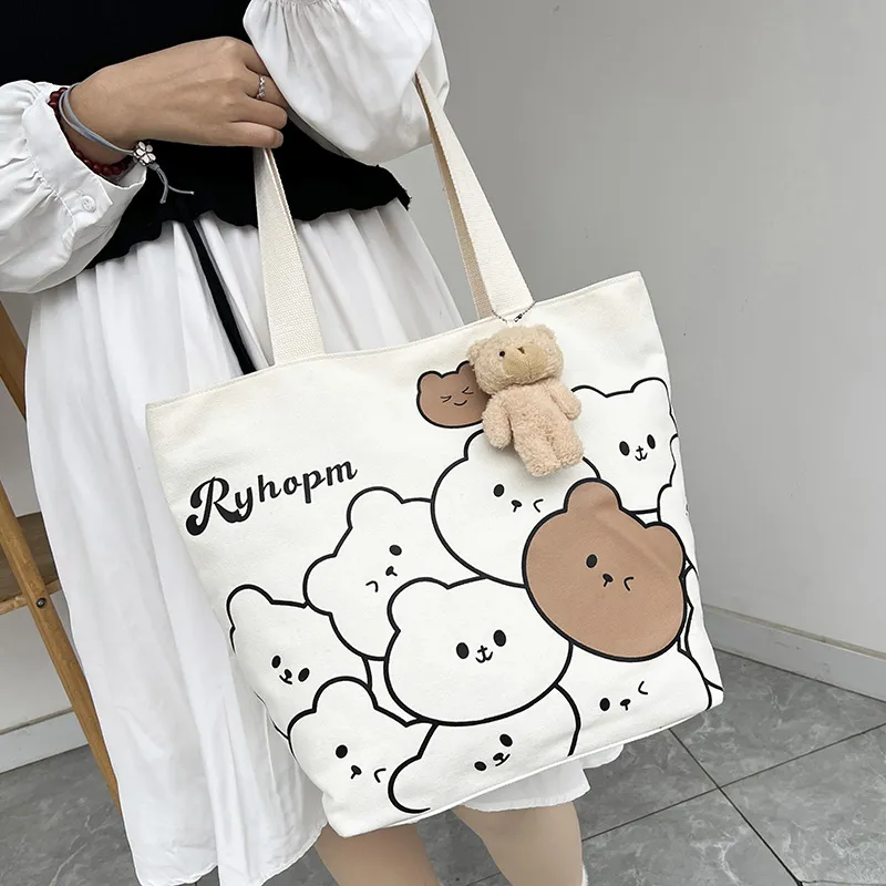 CORE BIRD Canvas Canvas Bag Tote Bag Shopping Bag Shoulder Bag Women's Multicolor-18