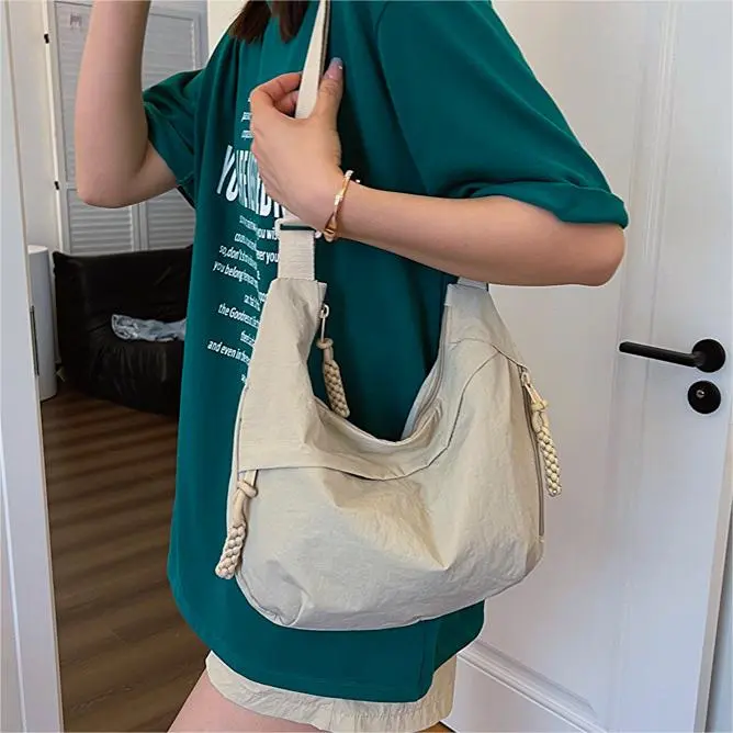 CORE BIRD Canvas Crossbody Bag Shoulder Bag Women's Black/Ecru-4