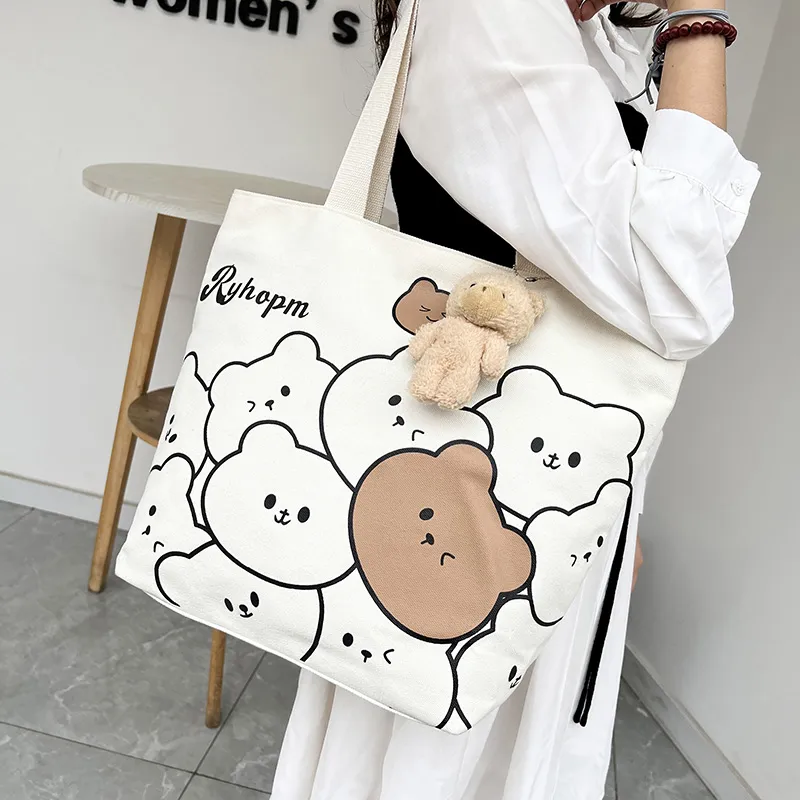 CORE BIRD Canvas Canvas Bag Tote Bag Shopping Bag Shoulder Bag Women's Multicolor-17
