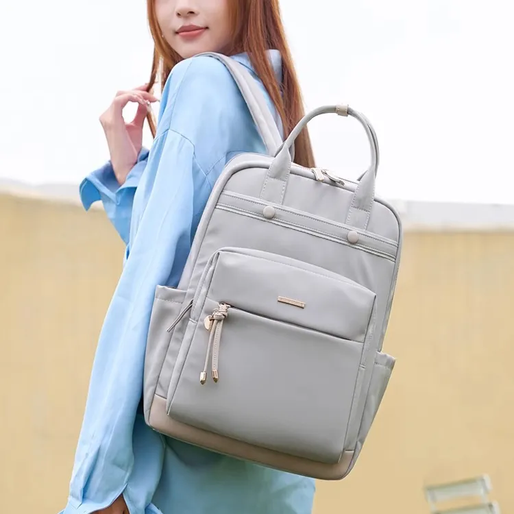 CORE BIRD Oxford Backpack Women's Apricot/Elegant Black/Ice Gray/Apricot Gray/Mint Green-6