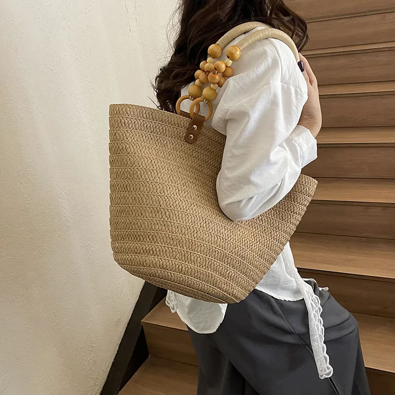 CORE BIRD Woven Tote One Shoulder Handbag Women's Multicolor-5