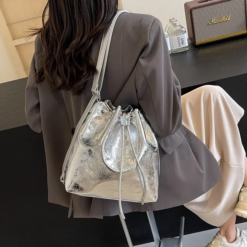 CORE BIRD PU Backpack Shoulder Bag Women's Black/Silver-2