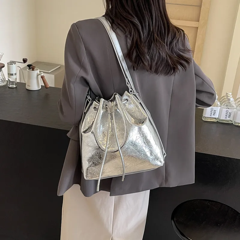 CORE BIRD PU Backpack Shoulder Bag Women's Black/Silver-10