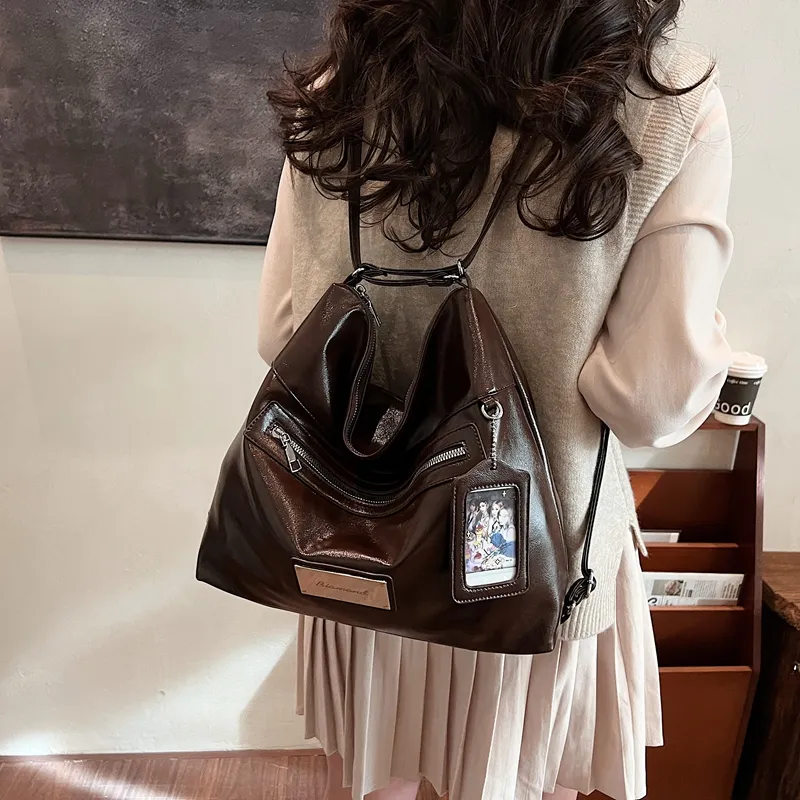 CORE BIRD PU Shoulder Bag Regular Women's Ecru/Black/Coffee-15