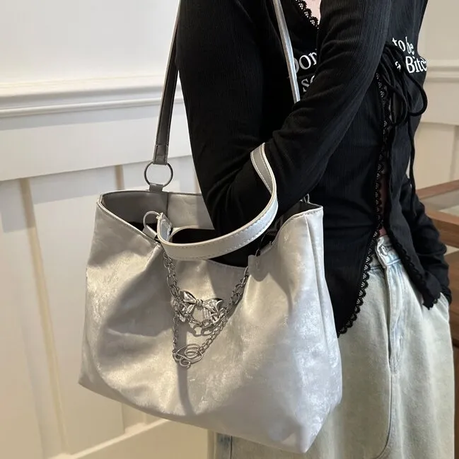 CORE BIRD Special Material Shoulder Bag Women's Gray/Ecru/Black/Pink-9