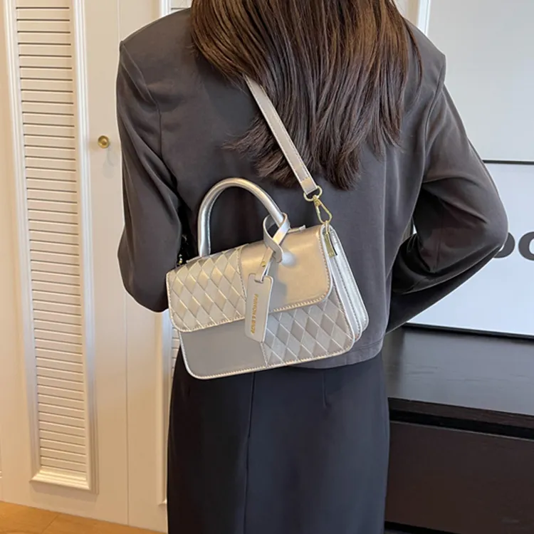 CORE BIRD PU Crossbody Bag Women's Silver/Brown/Black-2