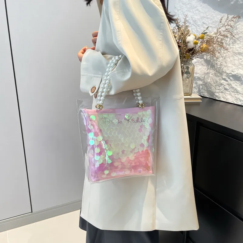 CORE BIRD PVC & PU Handbag Regular Women's Pink-11