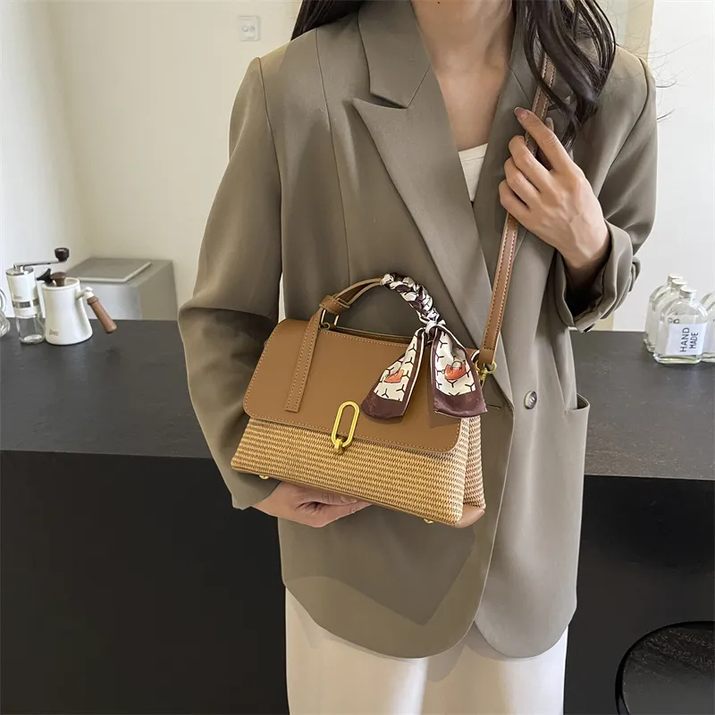 CORE BIRD PU Shoulder Bag, Crossbody Bag, Handbag Women's Ecru/Black/Khaki-11