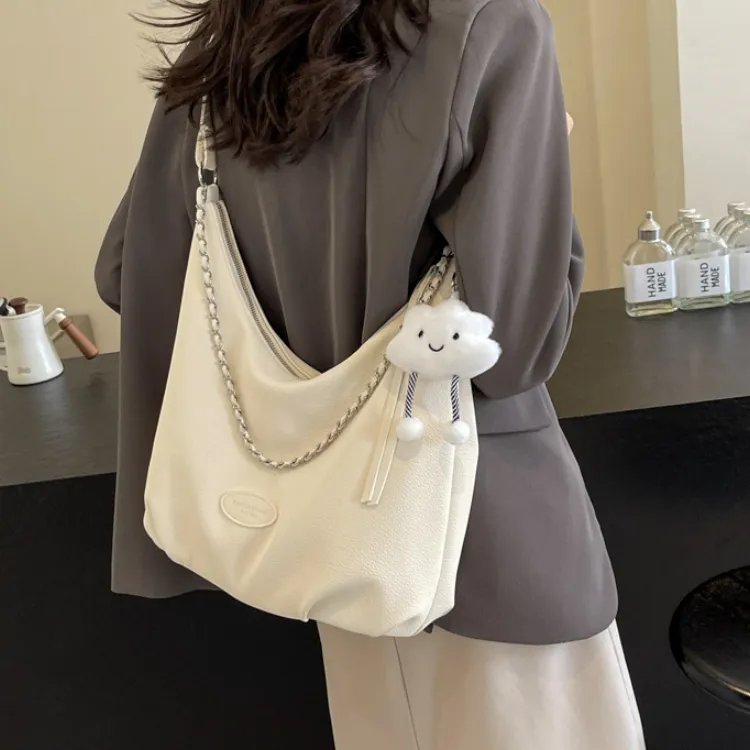 CORE BIRD PU Tote Bag, Shopping Bag, Shoulder Bag Women's Black/Ecru/Blue/Pink-8
