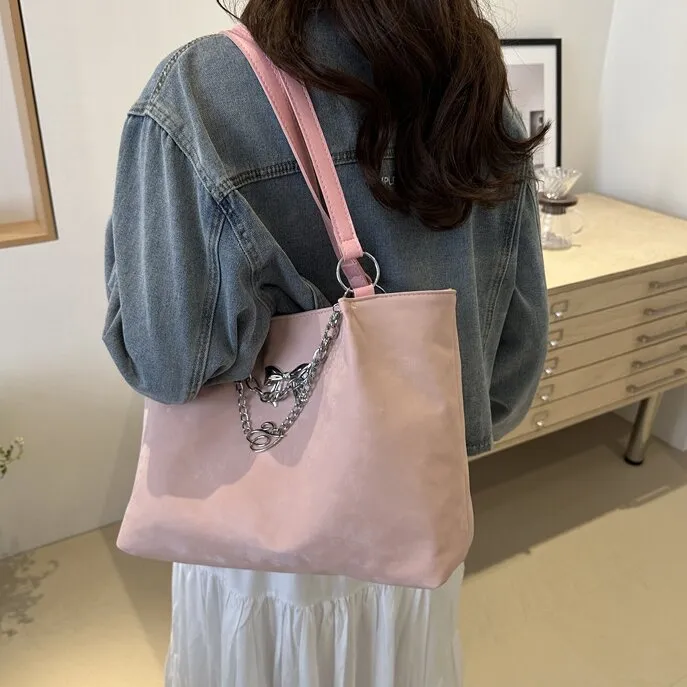 CORE BIRD Special Material Shoulder Bag Women's Gray/Ecru/Black/Pink-6