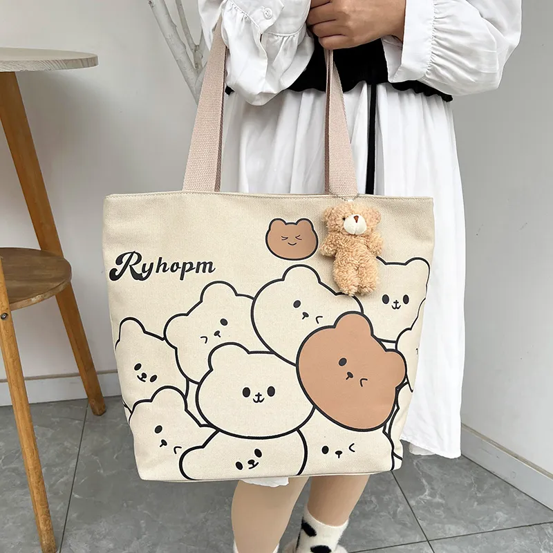 CORE BIRD Canvas Canvas Bag Tote Bag Shopping Bag Shoulder Bag Women's Multicolor-14