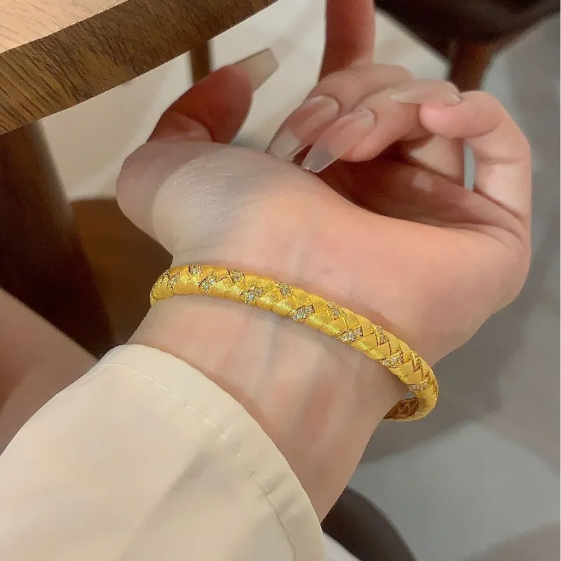 Gingerford S925 Silver Gold-Plated Karat Bangles Women's-3