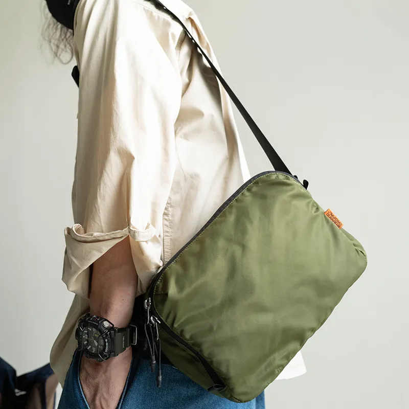 MYBRANDORIGINAL Nylon Cycling Bag Small Square Bag Crossbody Bag Small Size Unisex Green Black-5