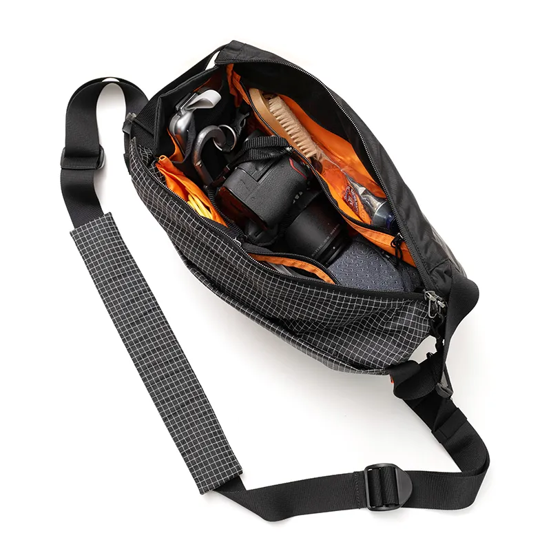 MYBRANDORIGINAL Nylon Crossbody Bag Regular Unisex Black White Plaid-6