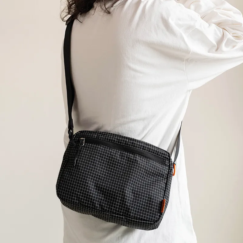 MYBRANDORIGINAL Nylon Crossbody Bag Regular Unisex Black White Plaid-7