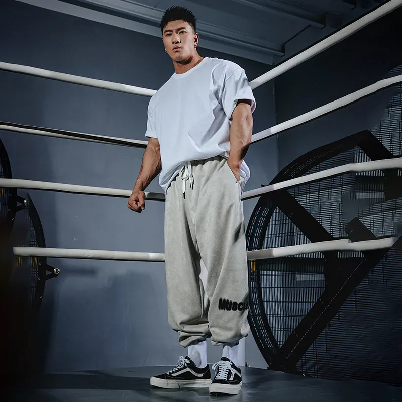 Muscle Dog Casual Pants Men Gray Khaki Color-2