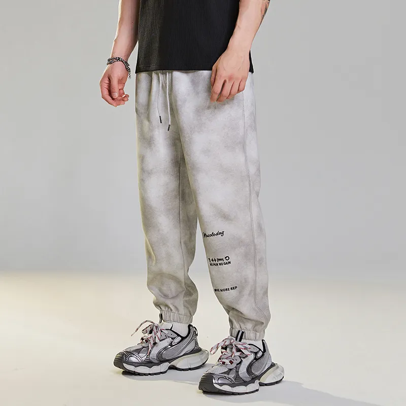 Muscle Dog Casual Pants Men White Gray-2