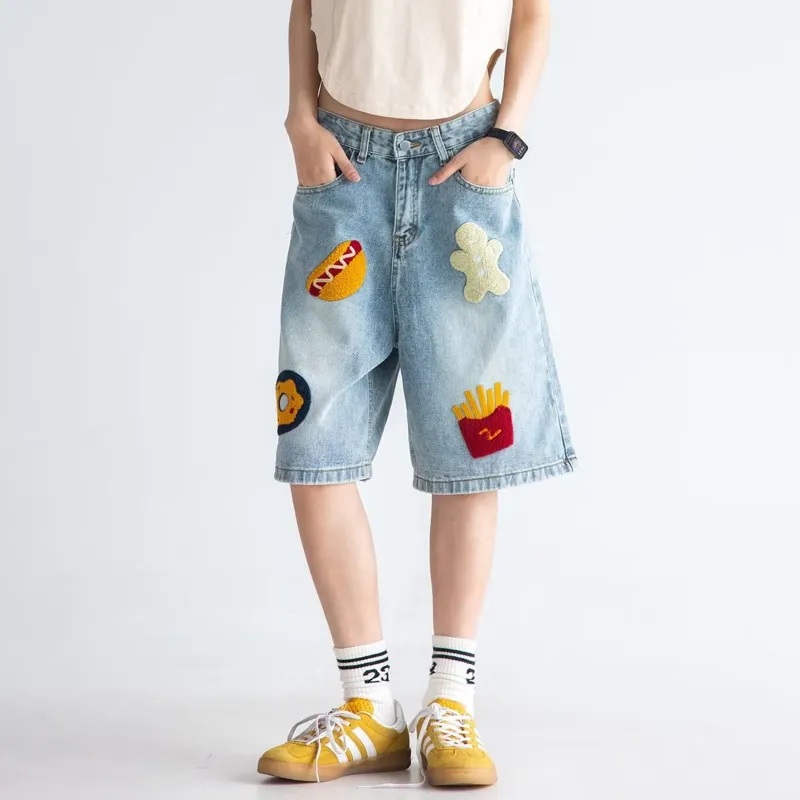 TESTUNG Classic Denim Shorts Unisex Dark Blue Tone-14