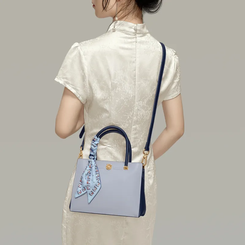 Gong Xuan Cow Leather Shoulder Bag, Crossbody Bag, Handbag Regular Women's Depressed Slate Blue-10