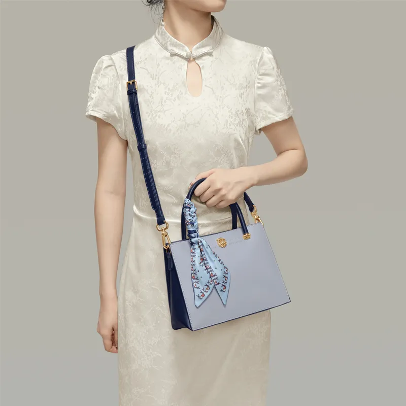 Gong Xuan Cow Leather Shoulder Bag, Crossbody Bag, Handbag Regular Women's Depressed Slate Blue-9