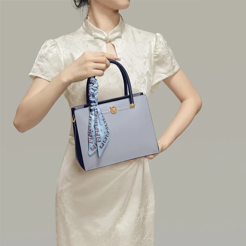 Gong Xuan Cow Leather Shoulder Bag, Crossbody Bag, Handbag Regular Women's Depressed Slate Blue-7