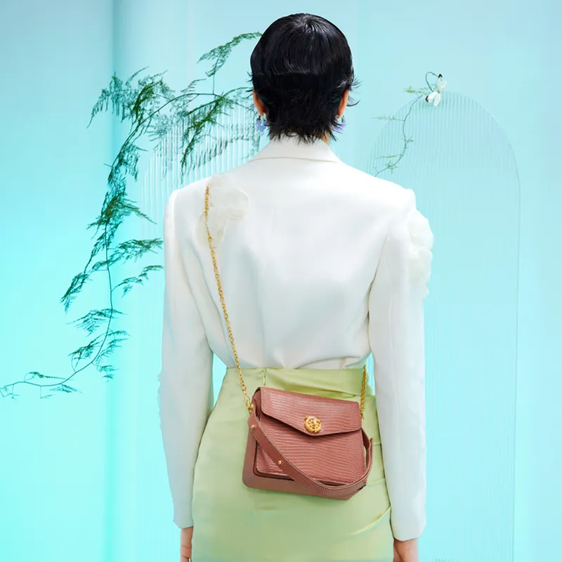 Gong Xuan Lizard Embossed Cow Leather Chain Bag, Shoulder Bag, Crossbody Bag, Handbag Regular Women's-16