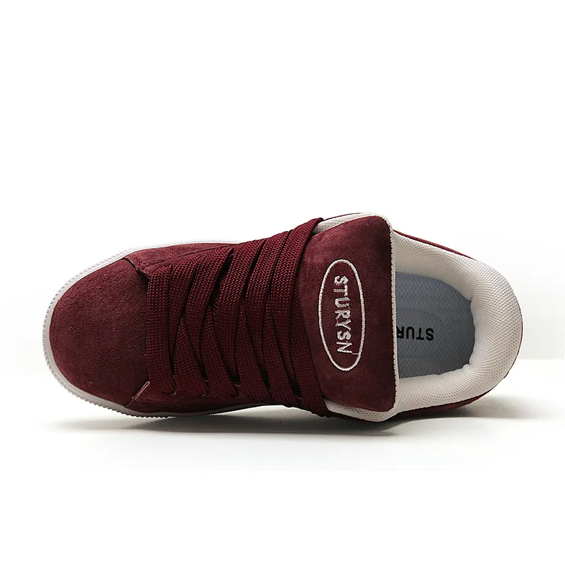 STUR YSN Wear resistant And Lightweight Low Top Skateboard Shoes Women's Burgundy-5
