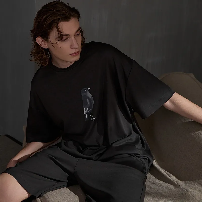 Same Language Pajama Set Men's Alocasia Black Raven-3