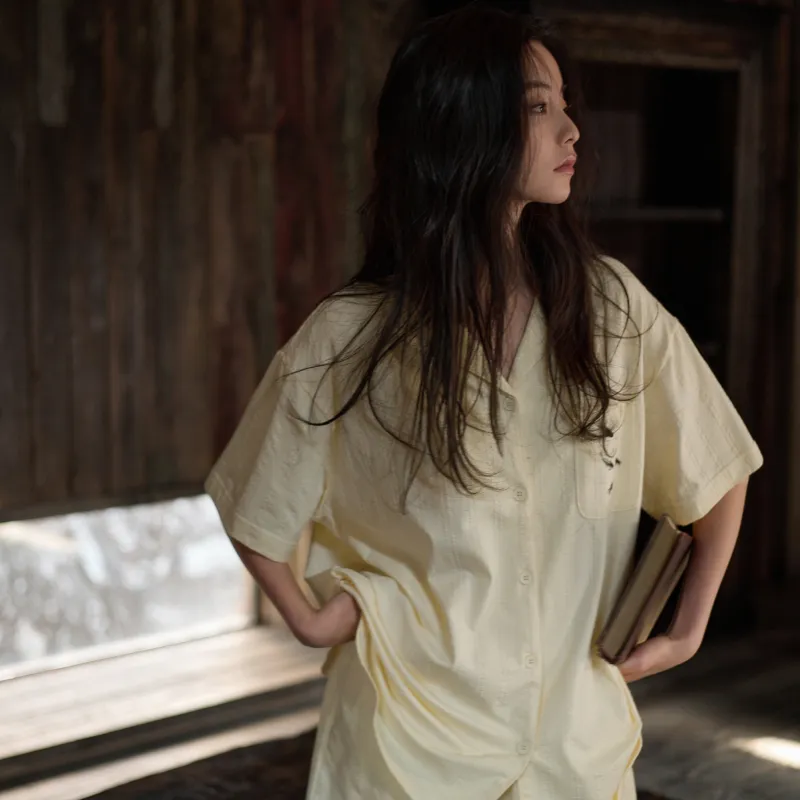 Same Language Pajama Set Women's Lunar Yellow · Black Carp-4