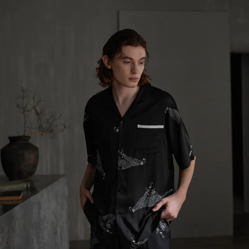 Same Language Pajama Set Men's Day Black · Cheetah-5