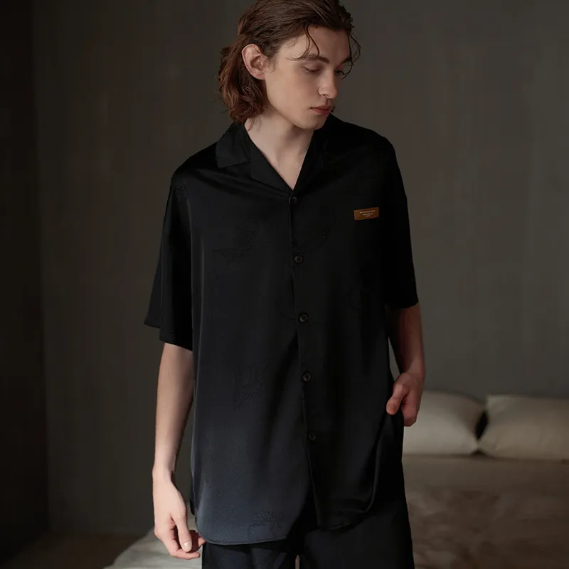 Same Language Pajama Set Men's Day Black-3