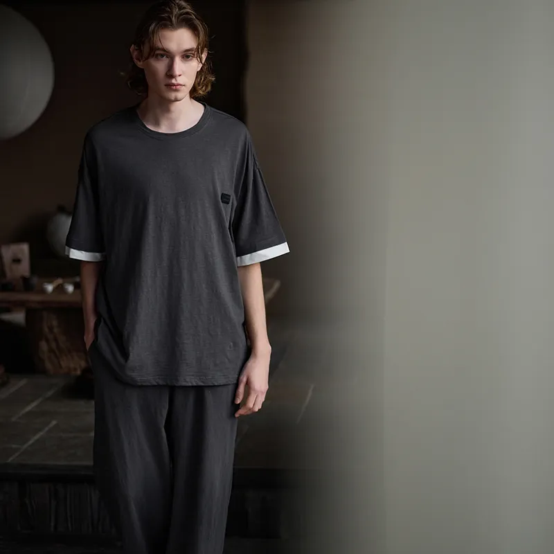 Same Language Pajama Set Men's Elegant Gray-5
