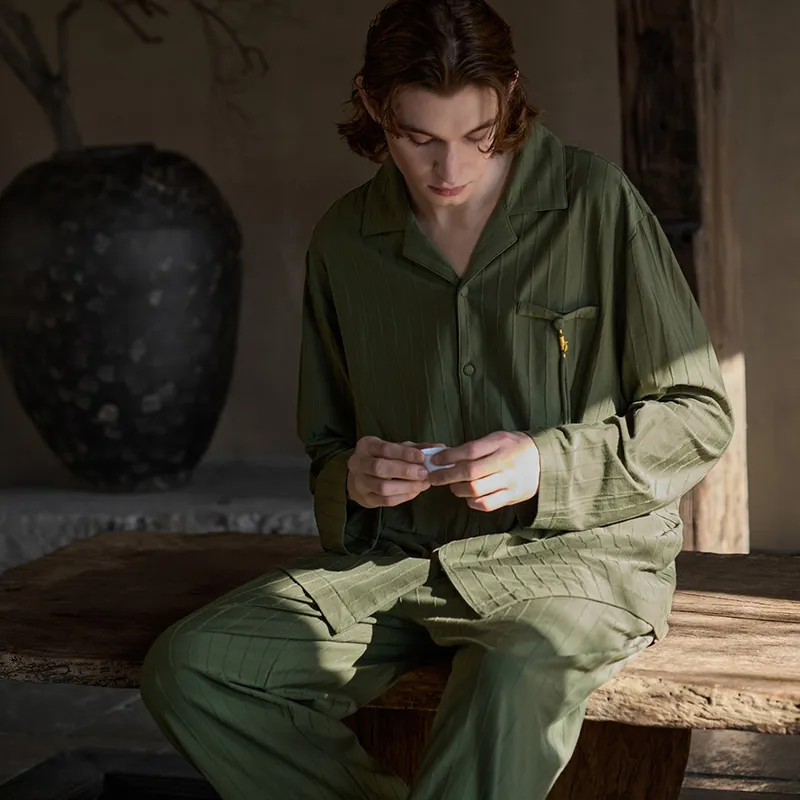 Same Language Pajama Gift Boxes Men's Pine Green-1