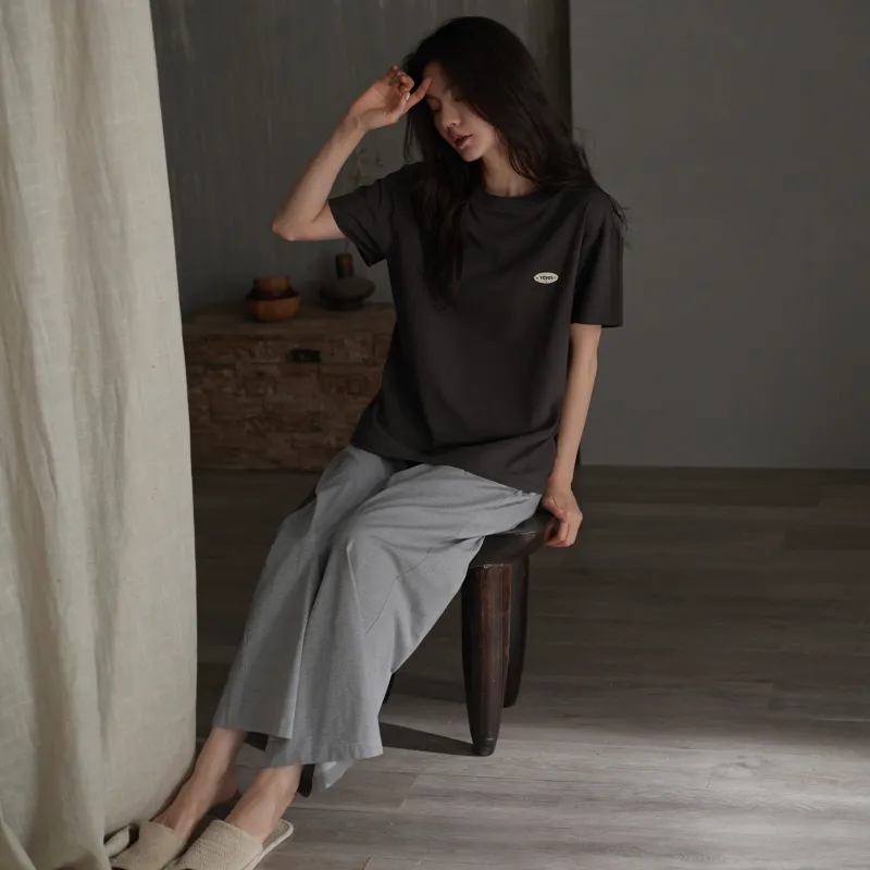 Same Language Pajama Set Women's Crimson Ink · Cool Moon Gray-2