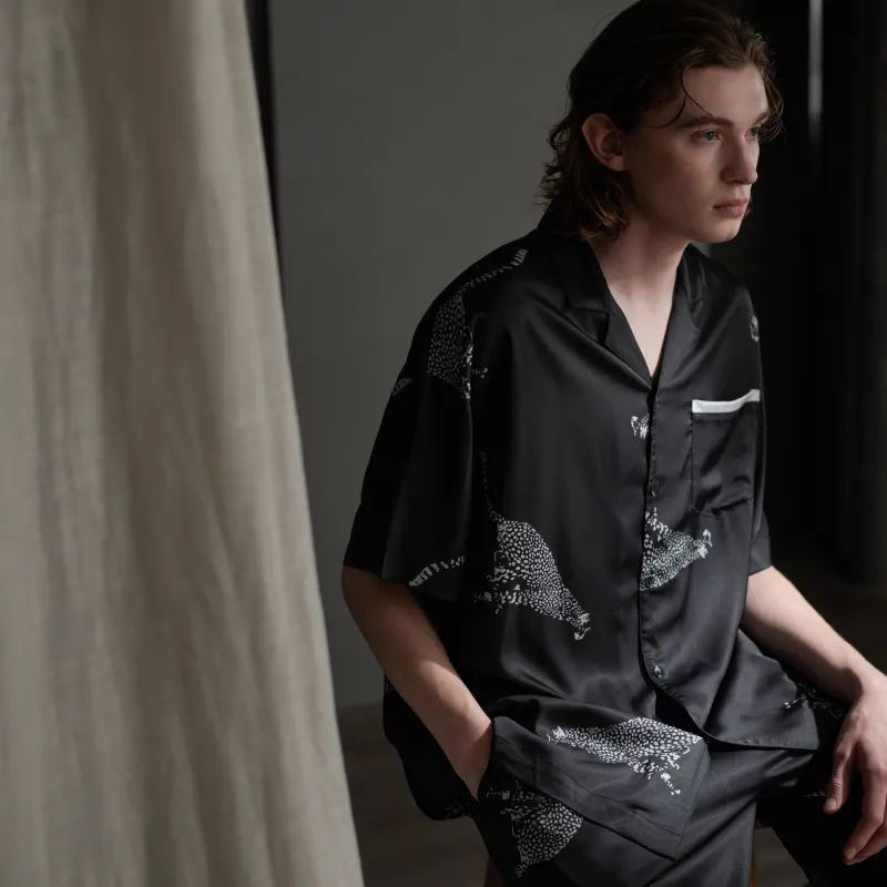 Same Language Pajama Set Men's Day Black · Cheetah-4