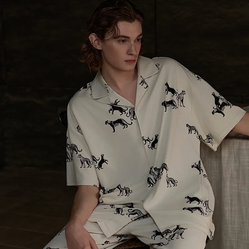 Same Language Pajama Set Men's Paper White-5