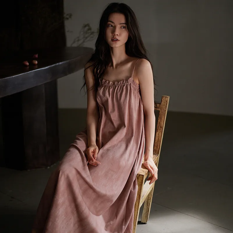 Same Language Nightgown Women's Leaf Taro Pink-4