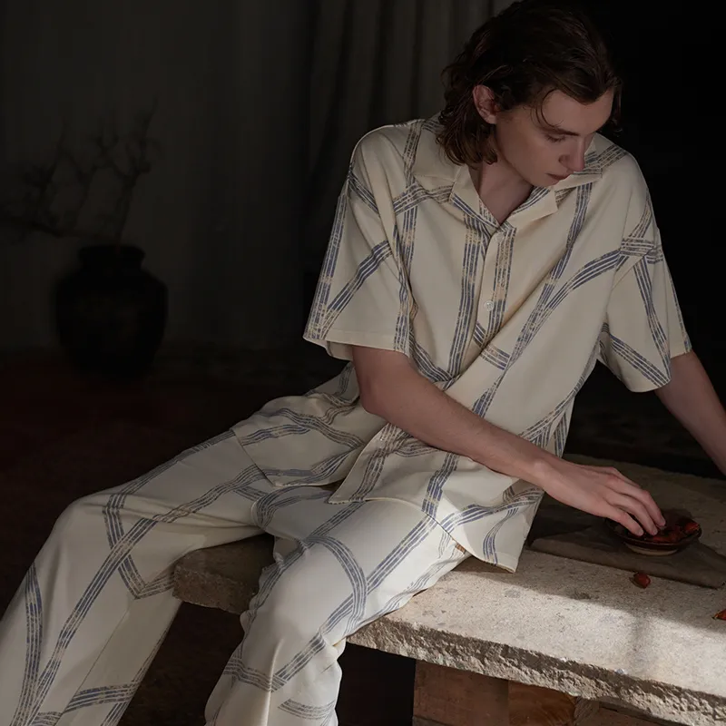 Same Language Pajama Set Men's Orange White · Line-3